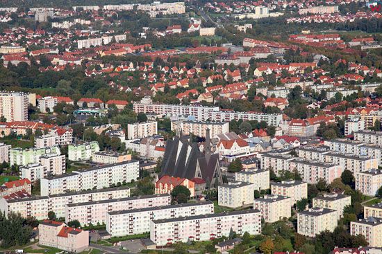 Lotnicze, EU, PL, warm-maz. Panorama na Elblag.